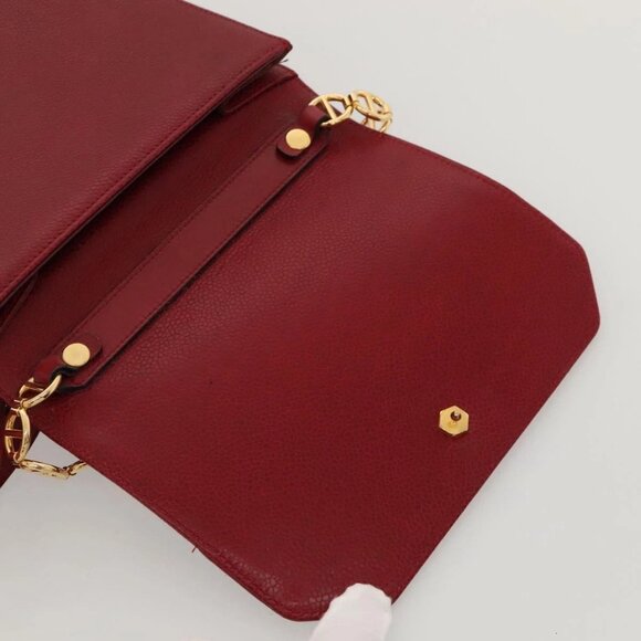 Christian Dior Shoulder Bag Leather Gold Red Auth - Picture 8 of 16